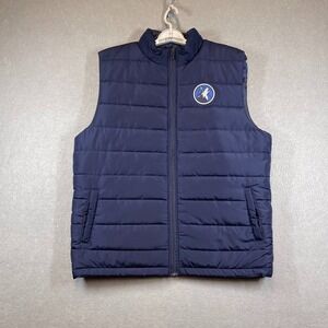 Minnesota Timberwolves Vest Womens Medium Blue Puffer Abstract Wavy Lining NBA